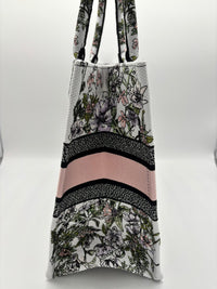 DIOR BOOK TOTE MEDIUM M1296 - Floral Embroidery White Multicolor