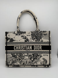 DIOR BOOK TOTE MEDIUM M1296 - Zodiac Embroidery in Latte and Black