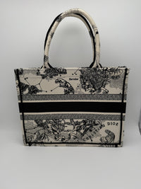 DIOR BOOK TOTE MEDIUM M1296 - Zodiac Embroidery in Latte and Black