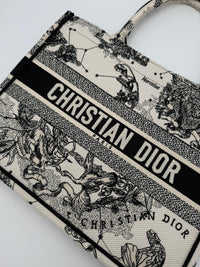 DIOR BOOK TOTE MEDIUM M1296 - Zodiac Embroidery in Latte and Black