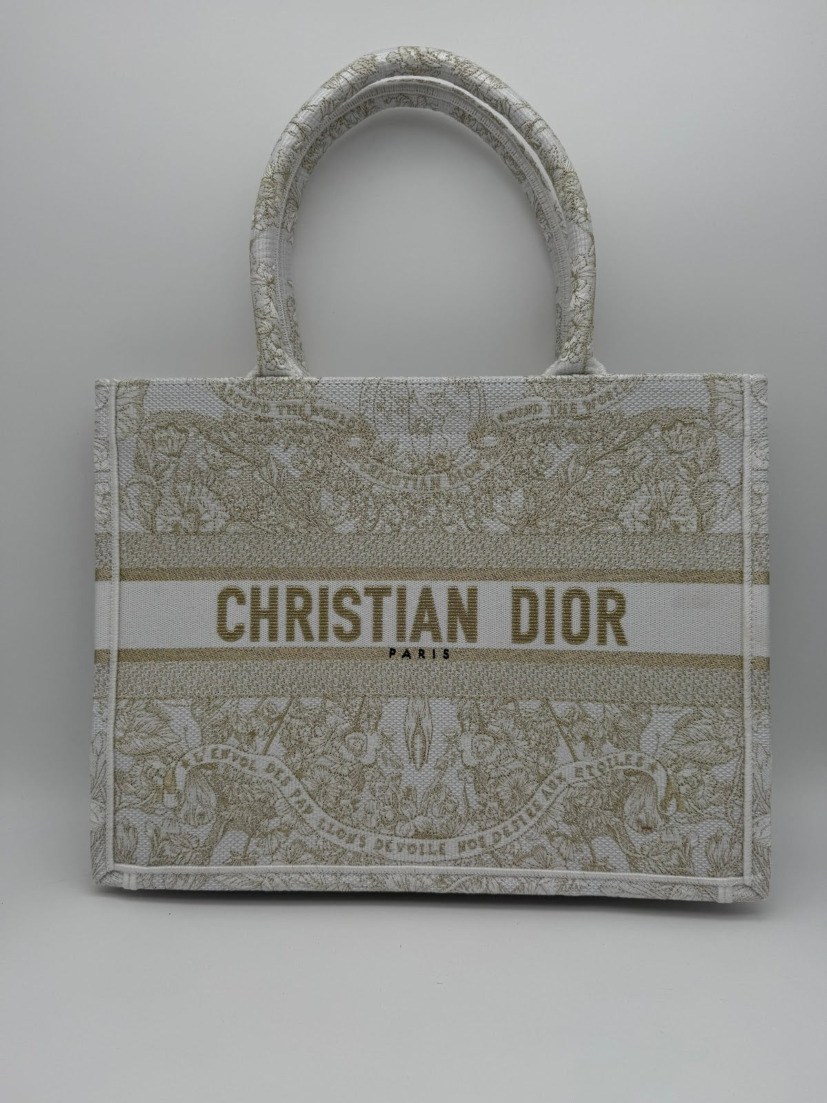 DIOR BOOK TOTE MEDIUM M1296 - WHITE/GOLD