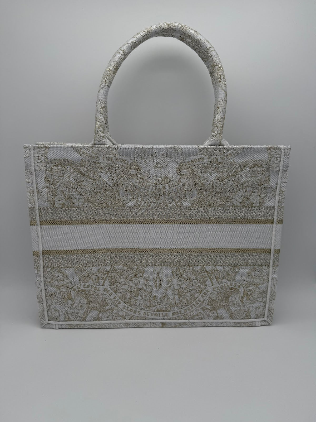 DIOR BOOK TOTE MEDIUM M1296 - WHITE/GOLD