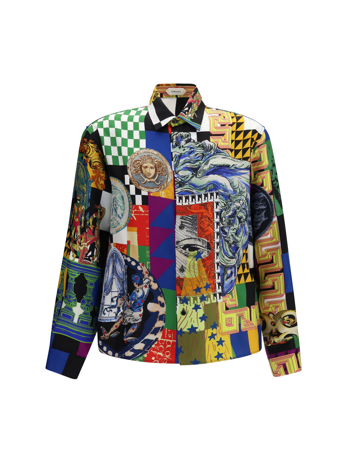 Versace Men Medusa Print Silk Twill Shirt