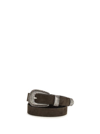 Brunello Cucinelli Men Suede Belt With Prong Buckle