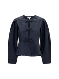 Ganni Women Cotton Poplin Blouse With Bows
