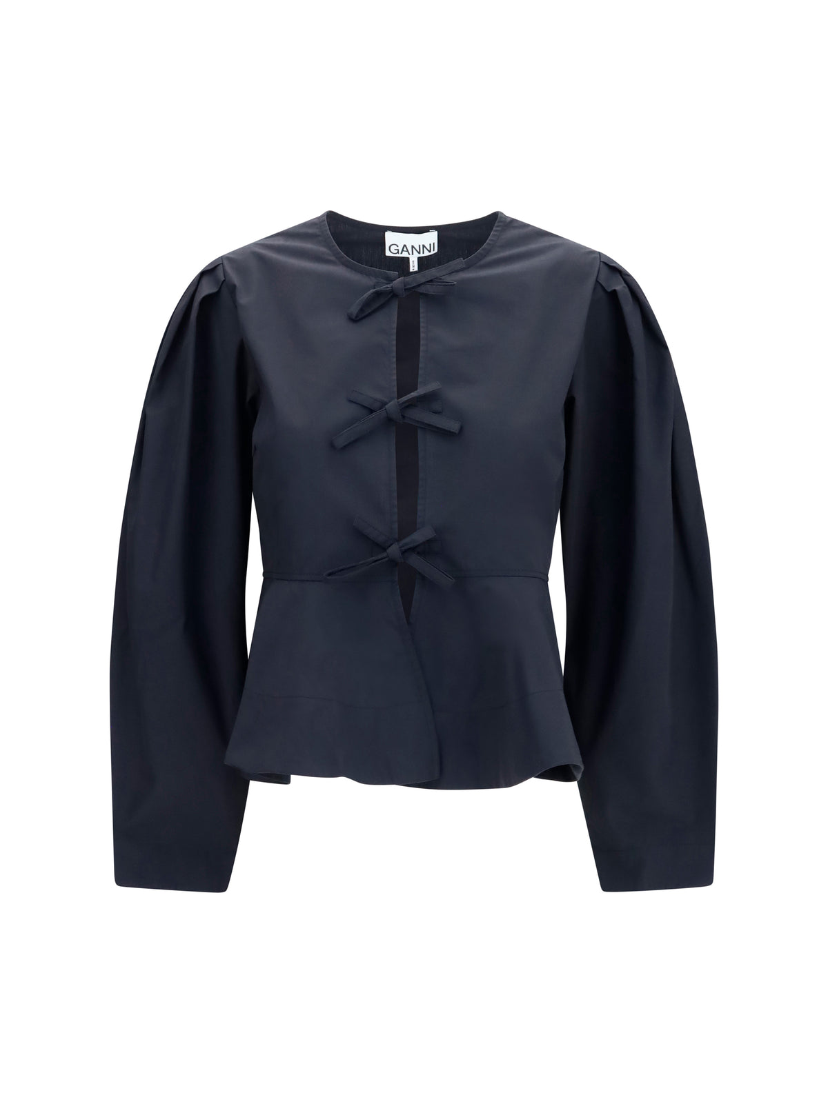 Ganni Women Cotton Poplin Blouse With Bows