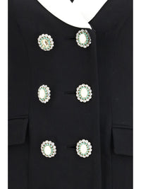 Self-Portrait Women Long Double-Breasted Blazer With Contrast Neckline