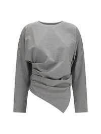 GANNI Ganni Women Asymmetric Draped Stretch Cotton Top