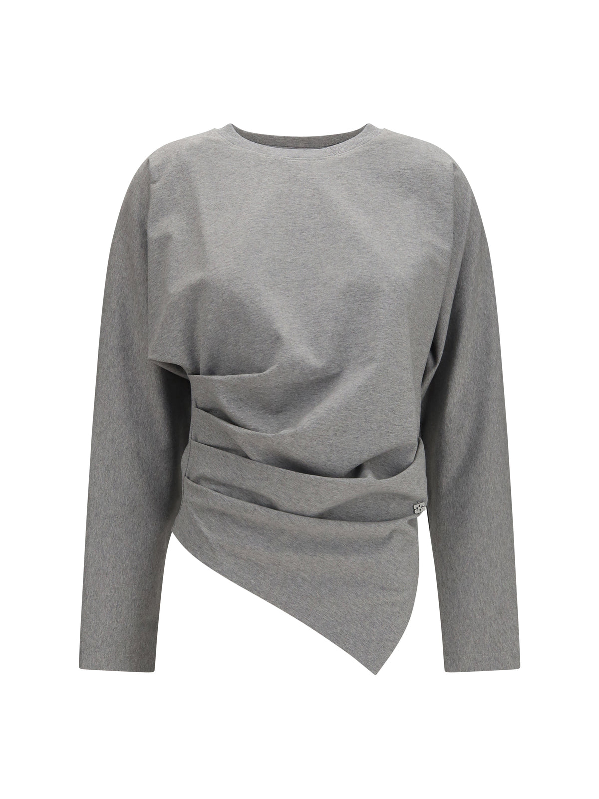GANNI Ganni Women Asymmetric Draped Stretch Cotton Top