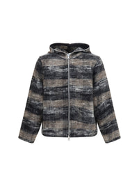 Our Legacy Men Hooded Checked Knit Sweatshirt