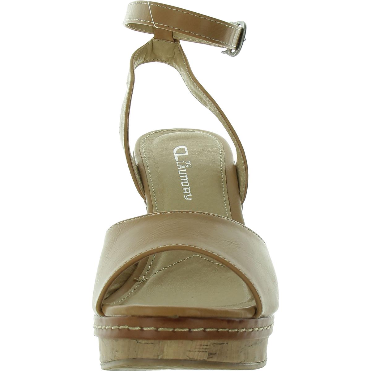 Womens Faux Leather Open Toe Wedge Sandals