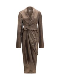 Rick Owens Women Asymmetric Wrap Dress With Knot Fastening