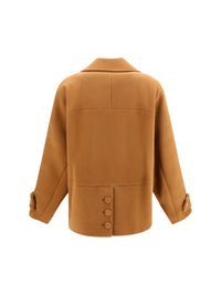 CHLOÉ Chloé Women Double-Breasted Herringbone Wool Short Coat