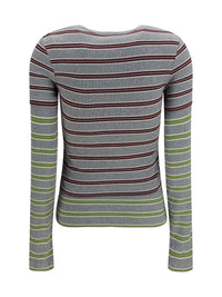 GANNI Ganni Women Double-Sleeve Striped Cotton T-Shirt