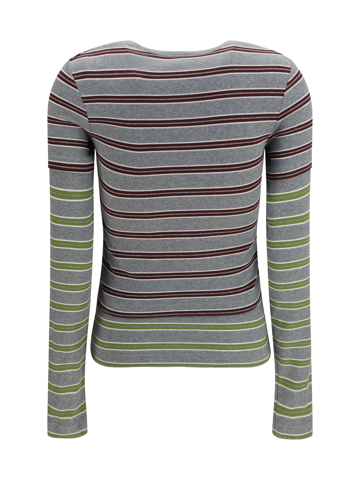 GANNI Ganni Women Double-Sleeve Striped Cotton T-Shirt