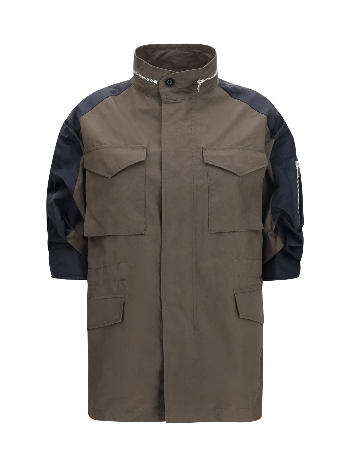 Sacai Women Nylon And Cotton Jacket With Three-Quarter Sleeves