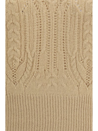 Ermanno Scervino Women Long Sleeve Cable Knit And Openwork Cashmere Sweater