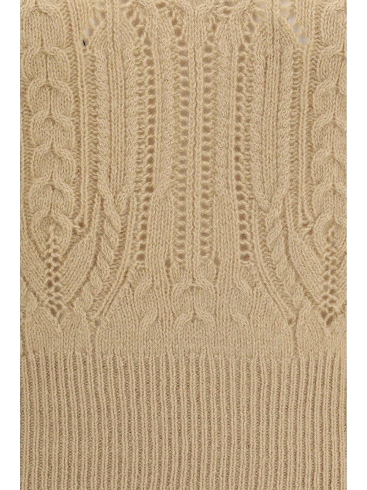 Ermanno Scervino Women Long Sleeve Cable Knit And Openwork Cashmere Sweater