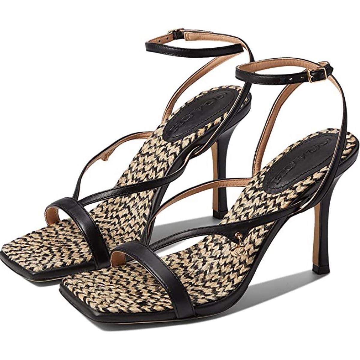 Kaia Womens Buckle Leather Strappy Sandals Black