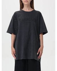 Balmain Paris Logo TShirt Oversized Fit Women Grey T-Shirts
