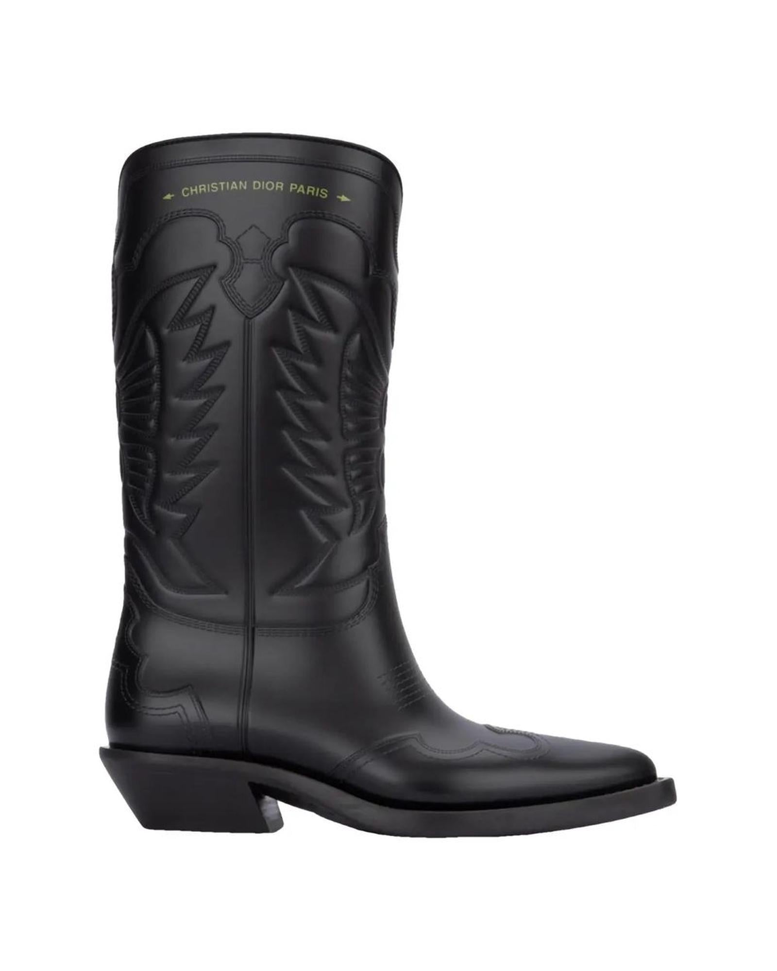 Dior Western Boots Black Leather Women Black