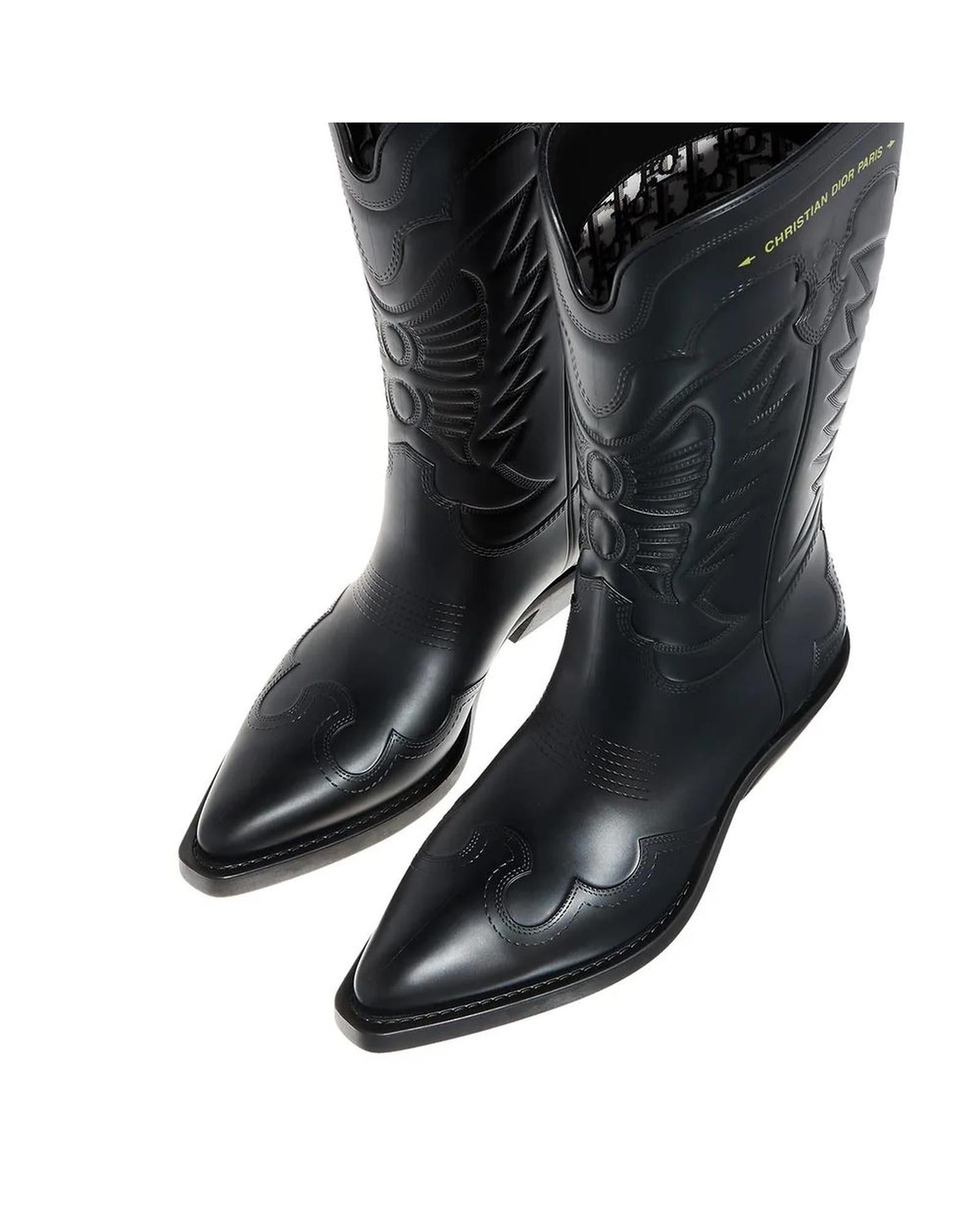 Dior Western Boots Black Leather Women