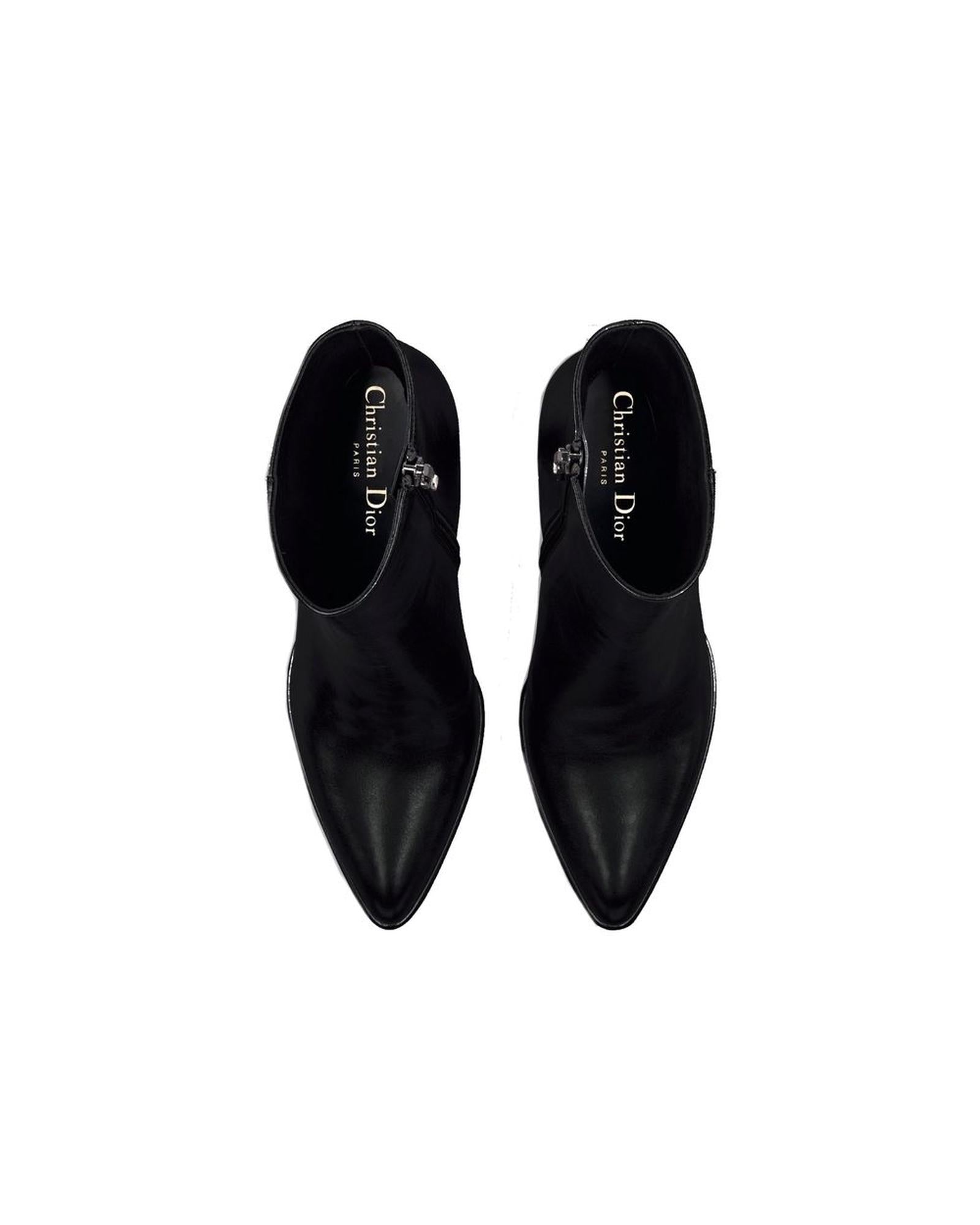 Dior Ankle Boots Sculpted Heel Women Black