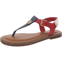 Bennia Womens Embellished Faux Leather Thong Sandals