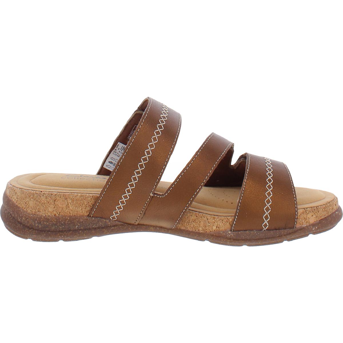 Roseville Bay Womens Leather Adjustable Slide Sandals