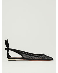Aquazzura Deneuve Flat Mesh Suede Shoe Women Black Ballet Flats