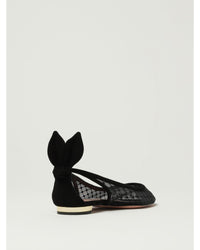 Aquazzura Deneuve Flat Mesh Suede Shoe Women Black Ballet Flats