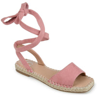 Emelie Womens Lace-Up Faux Suede Flat Sandals Rose
