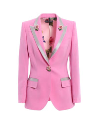 Dolce & Gabbana Rose Trimmed Blazer Women Pink Jackets & Coats