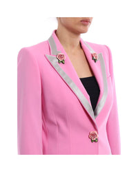 Dolce & Gabbana Rose Trimmed Blazer Women Pink Jackets & Coats