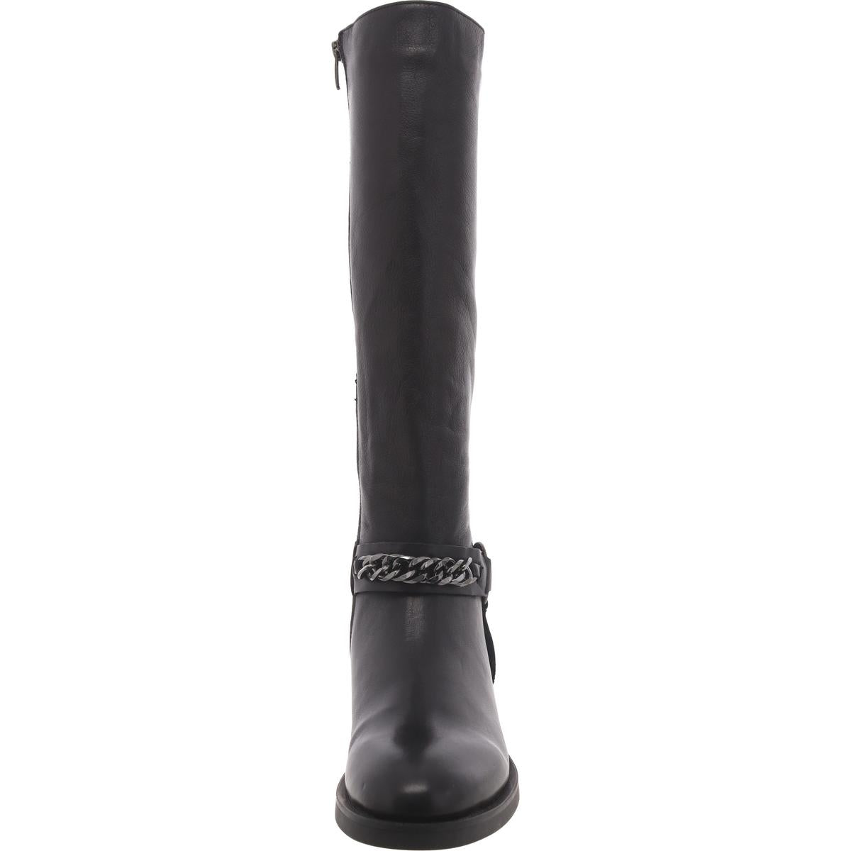 Quin Womens Leather Chain Knee-High Boots