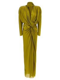 Balmain Women Draped Silk Dress With Knot
