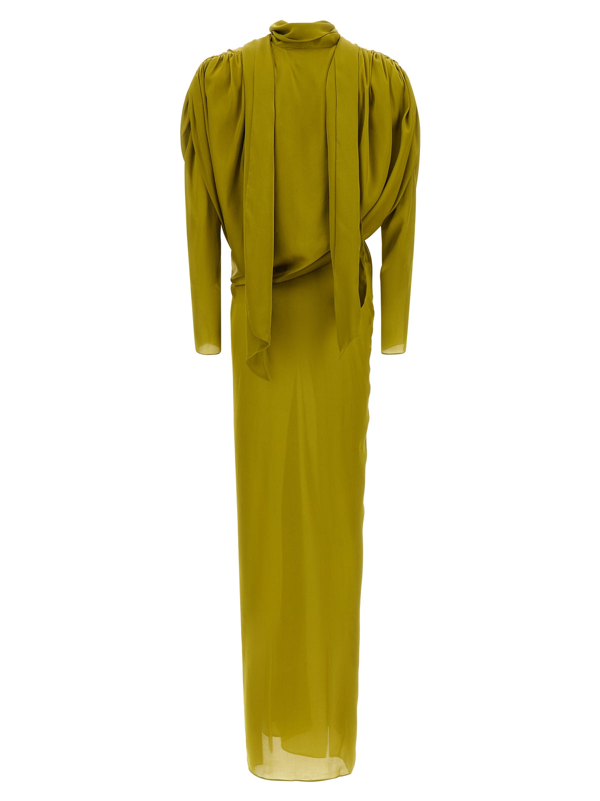 Balmain Women Draped Silk Dress With Knot