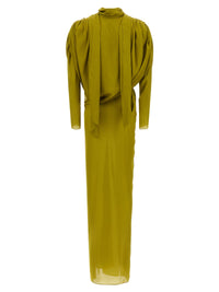 Balmain Women Draped Silk Dress With Knot