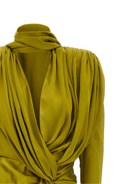 Balmain Women Draped Silk Dress With Knot