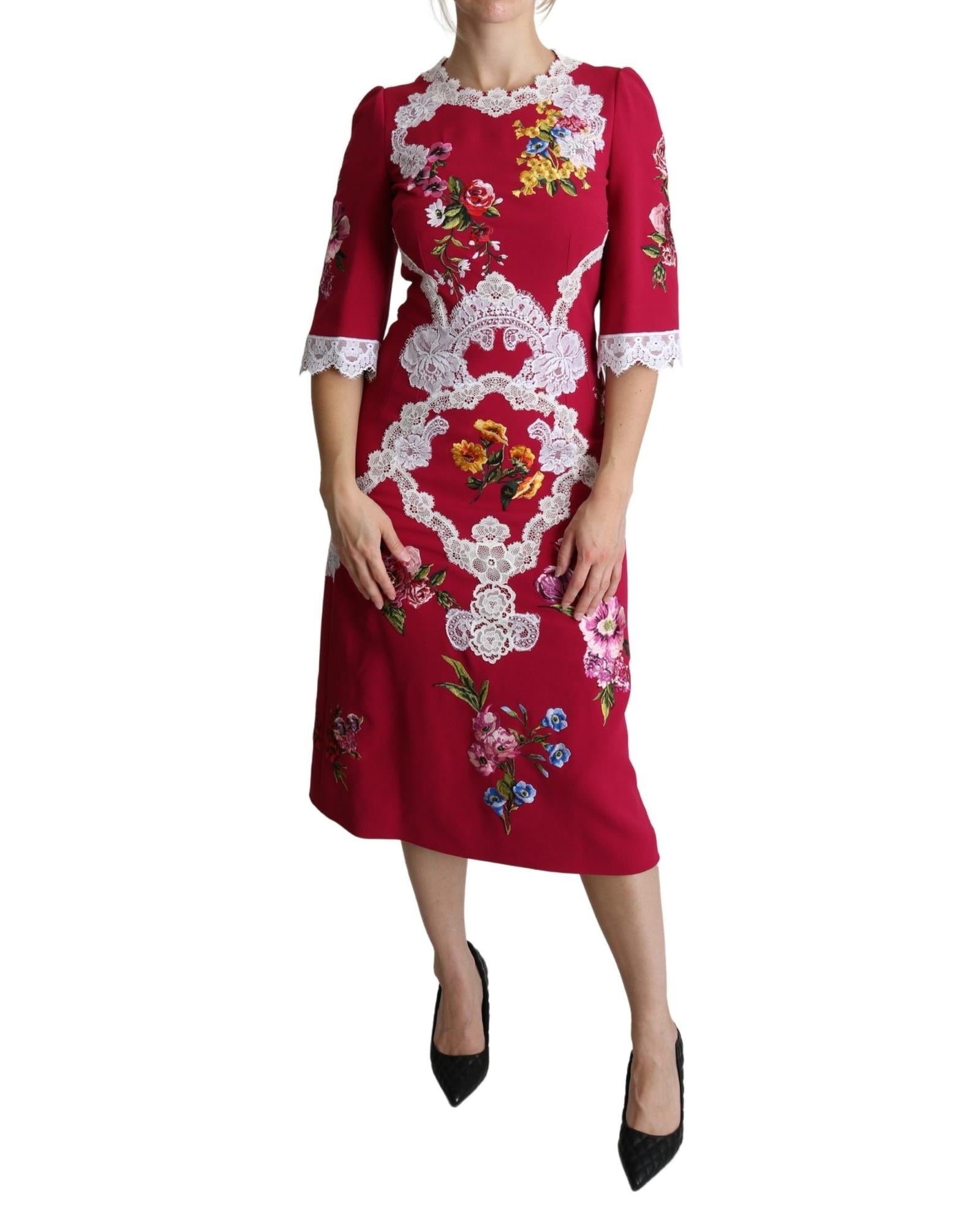 Dolce & Gabbana  Floral Print Dress with Lace Detail
