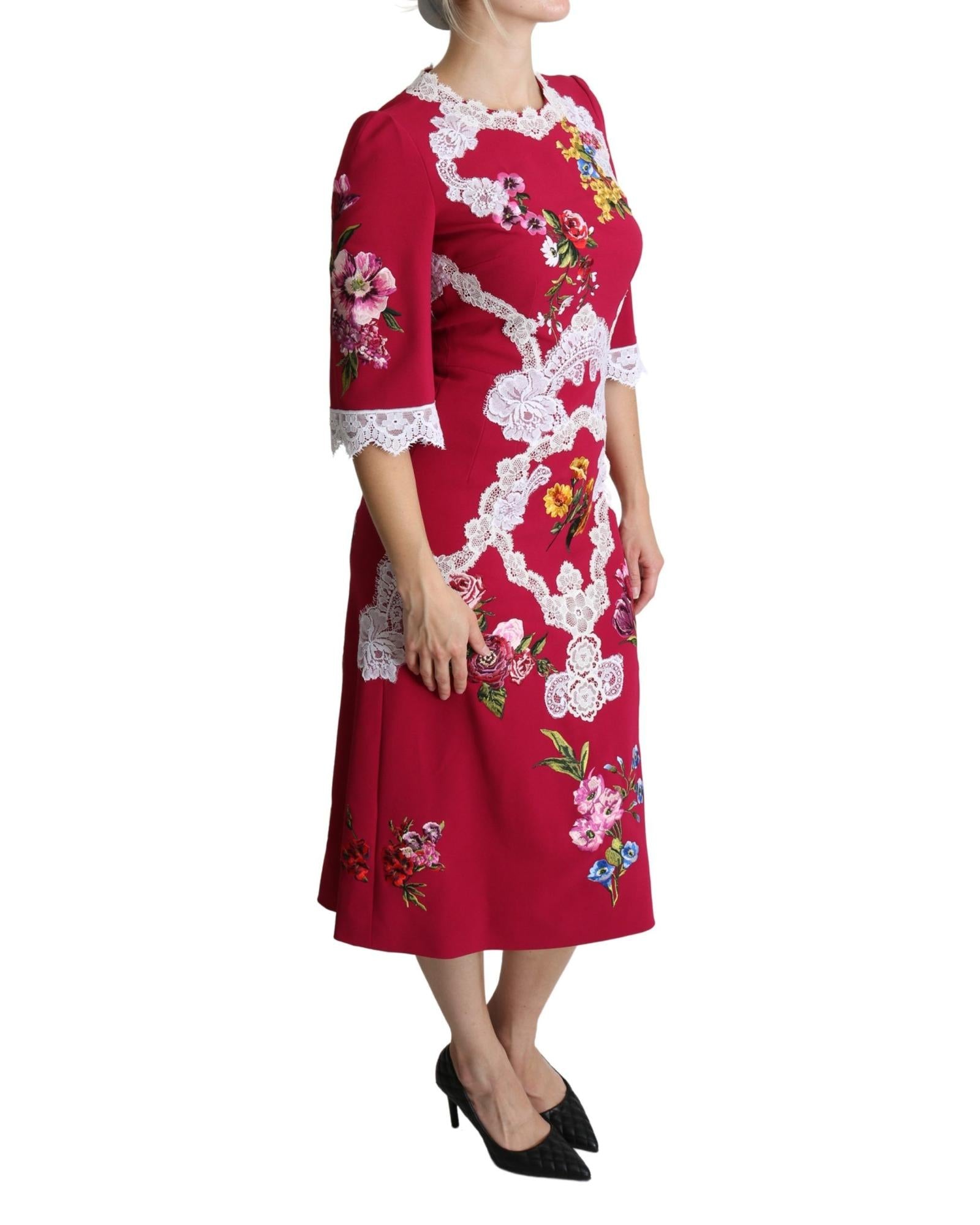 Dolce & Gabbana  Floral Print Dress with Lace Detail
