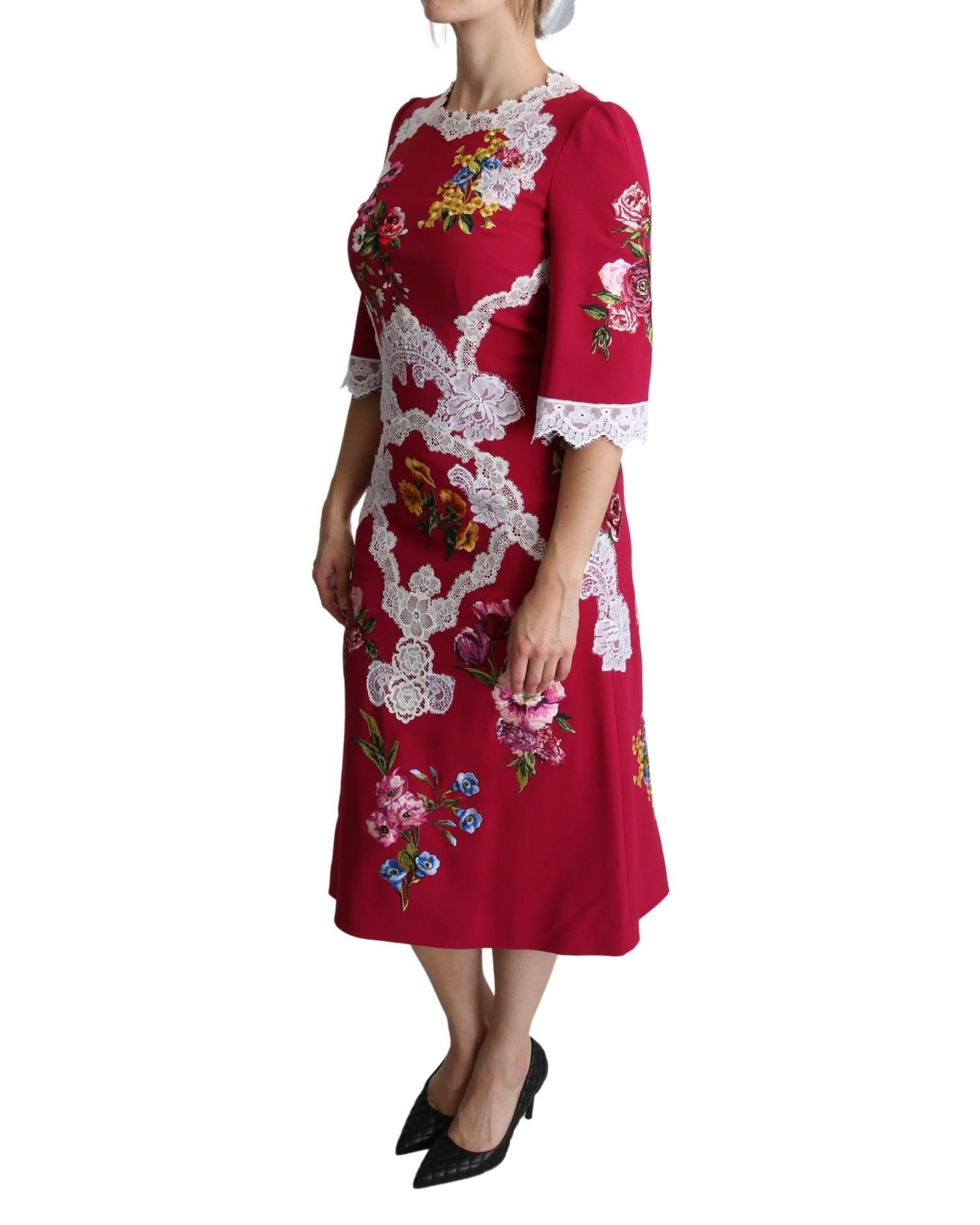 Dolce & Gabbana  Floral Print Dress with Lace Detail