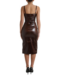 Dolce & Gabbana Women's Brown Sleeveless Fitted Midi Dress
