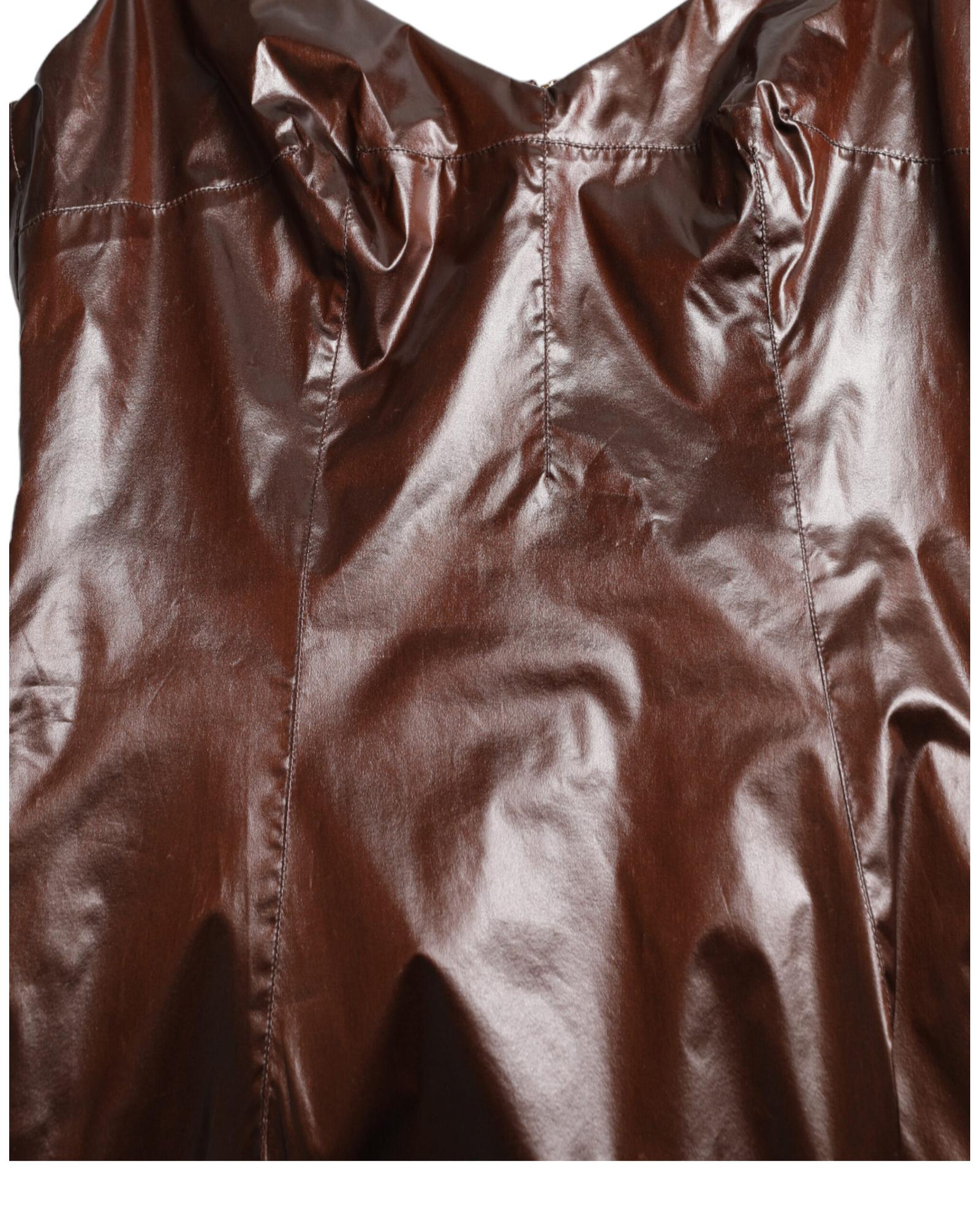 Dolce & Gabbana Women's Brown Sleeveless Fitted Midi Dress