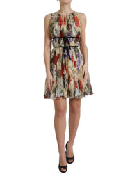 Dolce & Gabbana Floral Print A-Line Silk Dress - Beige Beige Floral Pattern