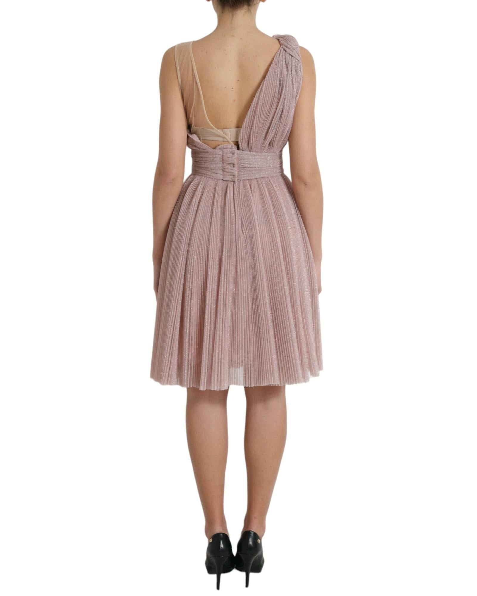 Dolce & Gabbana Asymmetric Pleated Lame Tulle Dress