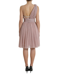 Dolce & Gabbana Asymmetric Pleated Lame Tulle Dress