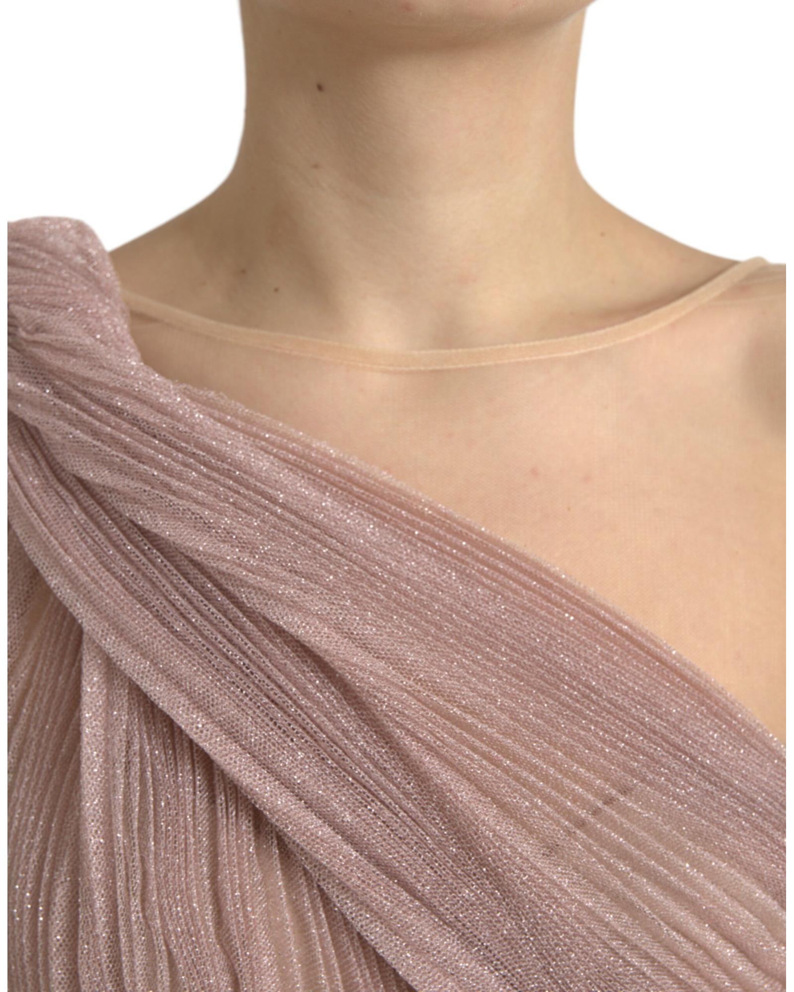 Dolce & Gabbana Asymmetric Pleated Lame Tulle Dress