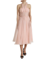 Dolce & Gabbana Women's Pink Silk Chiffon Halter Dress Pink