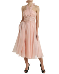 Dolce & Gabbana Women's Pink Silk Chiffon Halter Dress